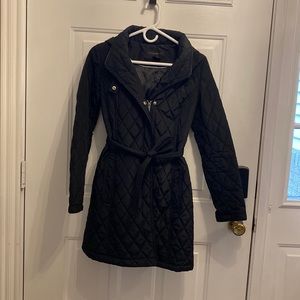Donna Karan black quilted coat